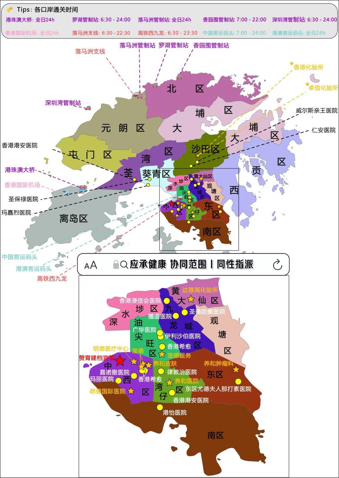 应承健康服务区域地图 - 覆盖香港全境医院与诊所